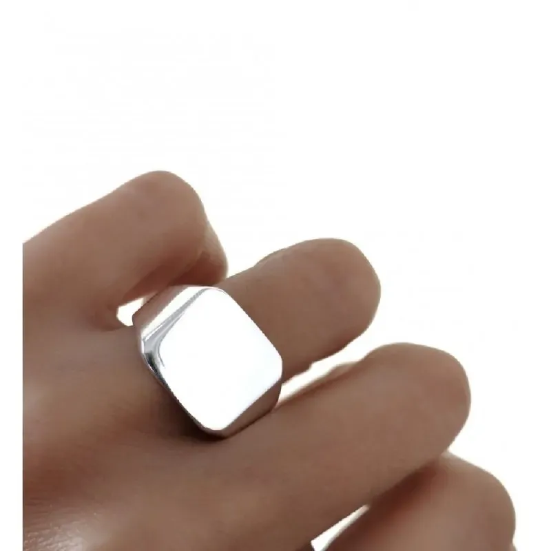 Sello plata Ley 925m hombre cuadrado macizo liso