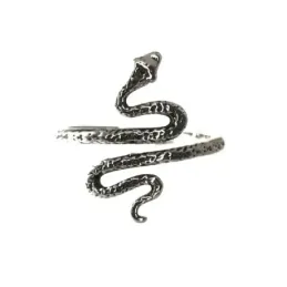 Sortija plata Ley 925m serpiente oxidada detalles