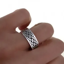 Anillo plata Ley 925m hombre detalles dibujo oxidado