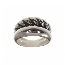 Sortija plata Ley 925m mujer dos bandas lisa combinada bandas oxidada