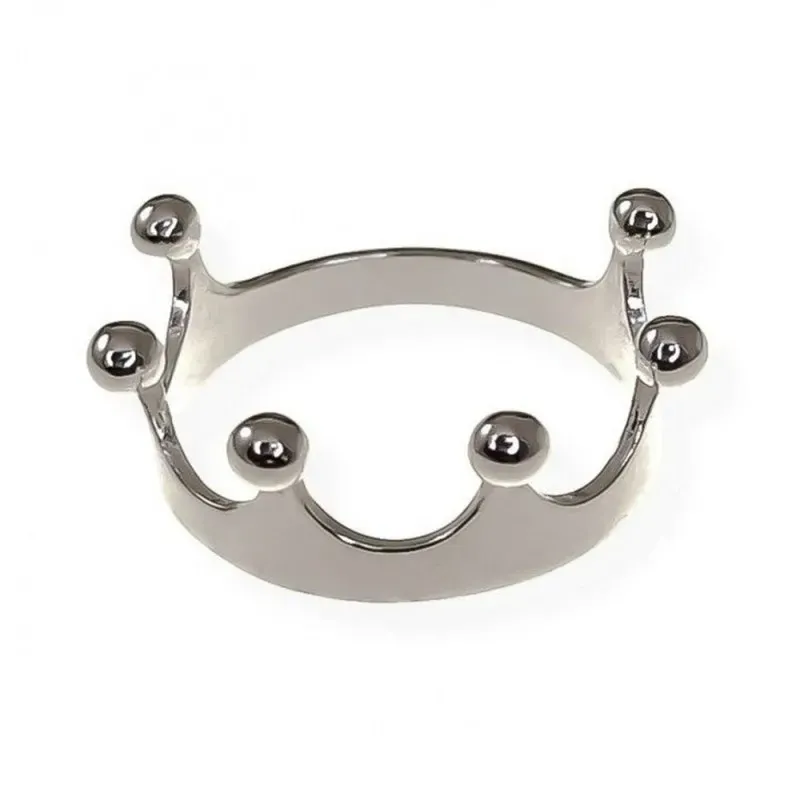 Sortija plata Ley 925m mujer forma corona lisa ancho 8 mm.
