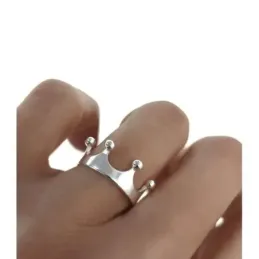 Sortija plata Ley 925m mujer forma corona lisa ancho 8 mm.