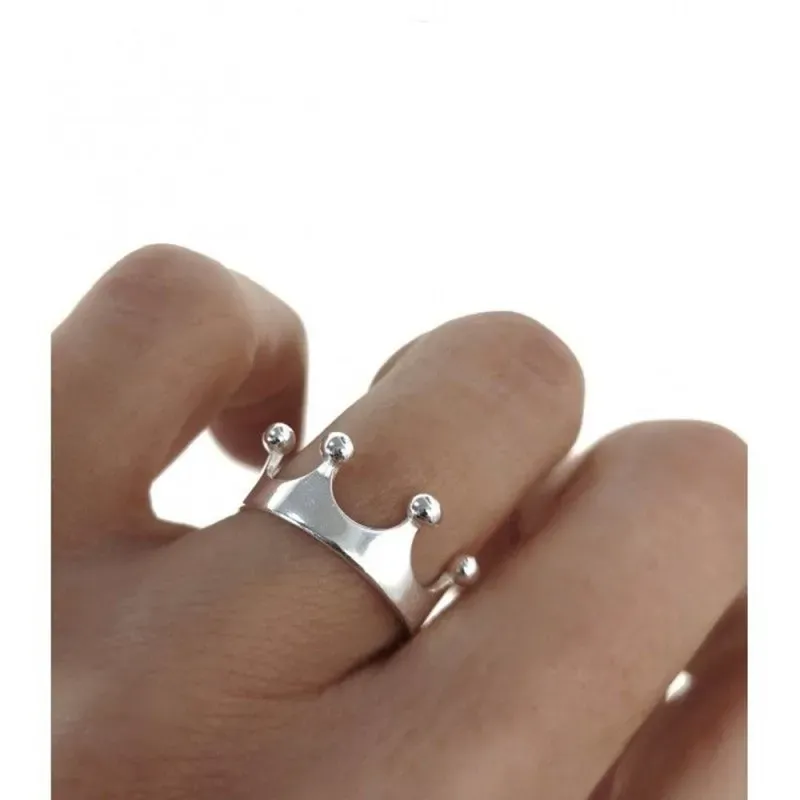 Sortija plata Ley 925m mujer forma corona lisa ancho 8 mm.