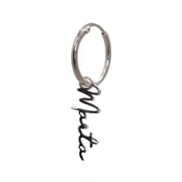 Pendiente plata Ley 925m mujer 11 mm. aro medio par nombre personaliz