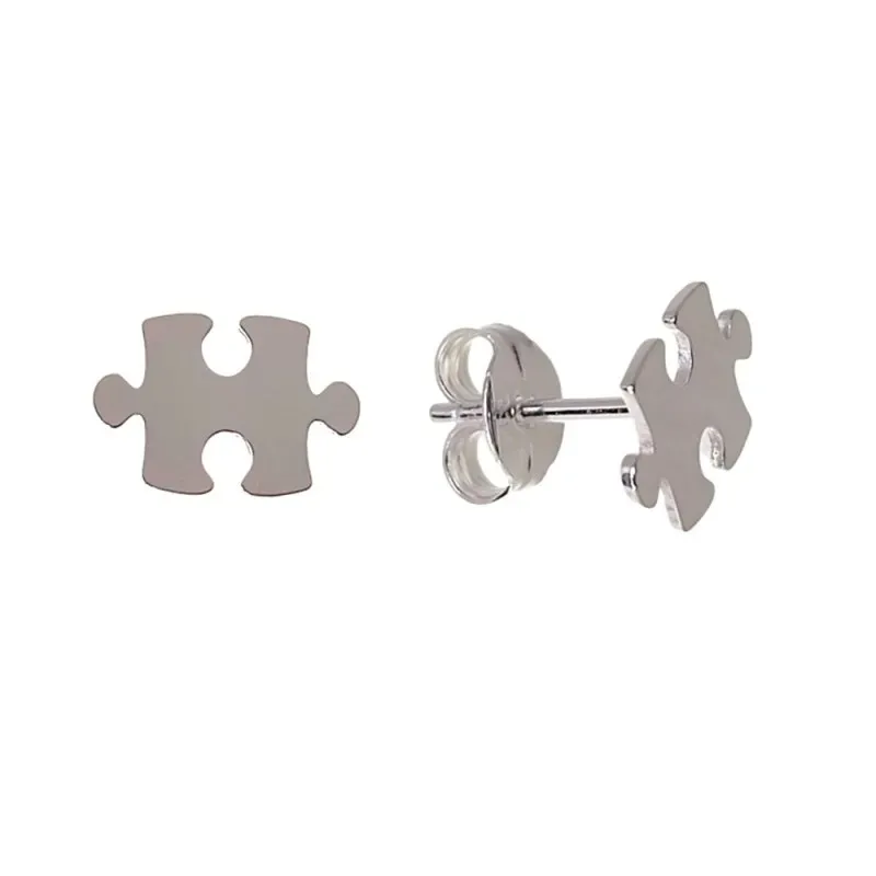 Pendientes plata Ley 925m mujer 10 mm. forma pieza puzzle presión
