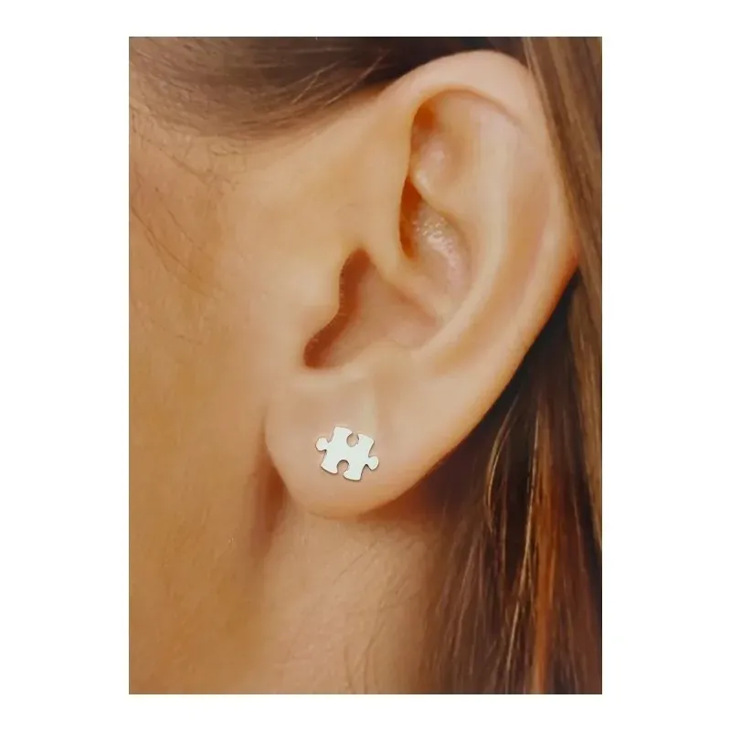 Pendientes plata Ley 925m mujer 10 mm. forma pieza puzzle presión