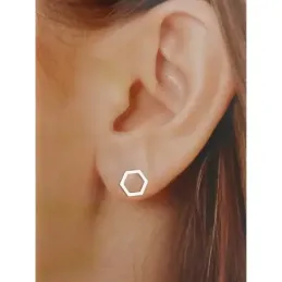Pendientes plata Ley 925m hexágono 8 mm. calado liso presión