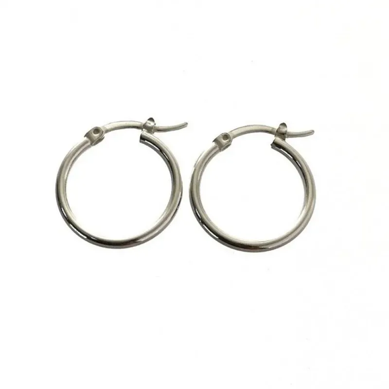 Pendientes plata Ley 925m aros mujer 19 mm. lisos palillo