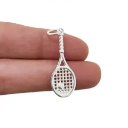 Colgante plata Ley 925m unisex 32 mm. raqueta tenis detalle pelota