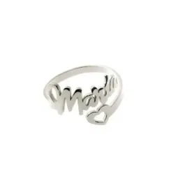 Sortija Plata Ley 925m nombre personalizable corazón calado