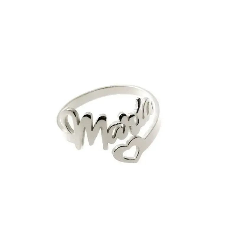 Sortija Plata Ley 925m nombre personalizable corazón calado
