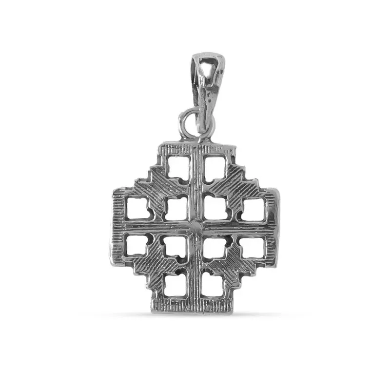 Colgante Plata Ley 925m 22mm. Cruz Santo Sepulcro Jerusalén [AC0024]