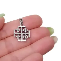 Colgante Plata Ley 925m 22mm. Cruz Santo Sepulcro Jerusalén [AC0024]