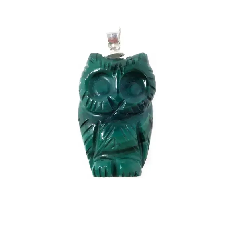 Colgante plata Ley 925m unisex 24 mm. piedra malaquita natural forma