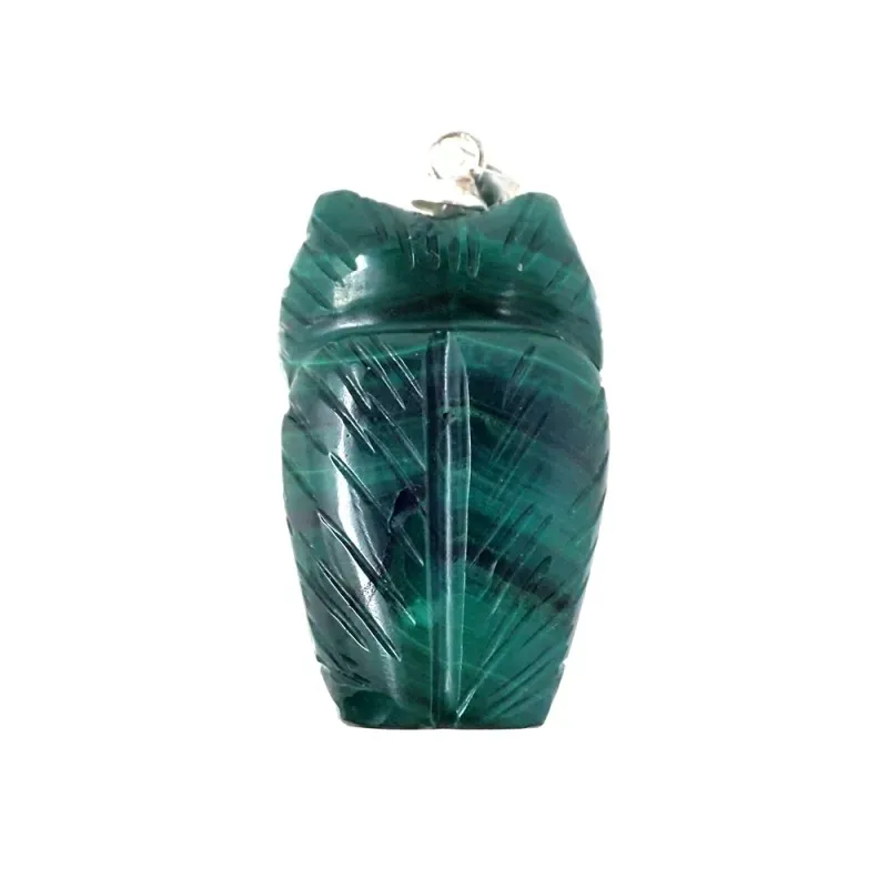 Colgante plata Ley 925m unisex 24 mm. piedra malaquita natural forma