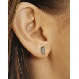 Pendientes plata Ley 925m rodiada motivos huellas pie mano circonitas cierre presión mujer