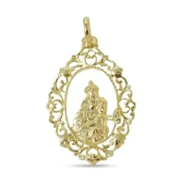 Virgen del Carmen Medalla Colgante Plata Ley 925m chapado oro 35 mm.