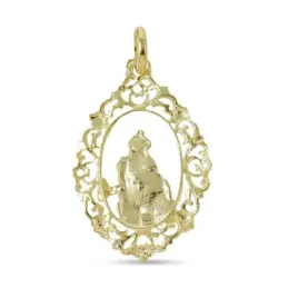Virgen del Carmen Medalla Colgante Plata Ley 925m chapado oro 35 mm.