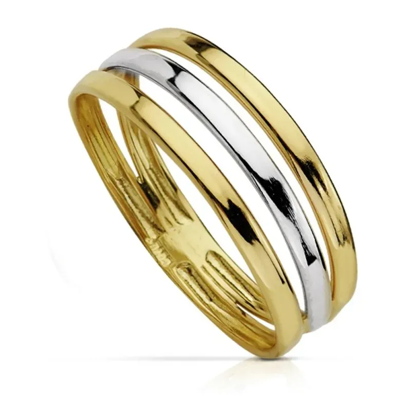 Sortija oro 18k bicolor tribandas [AA7253]