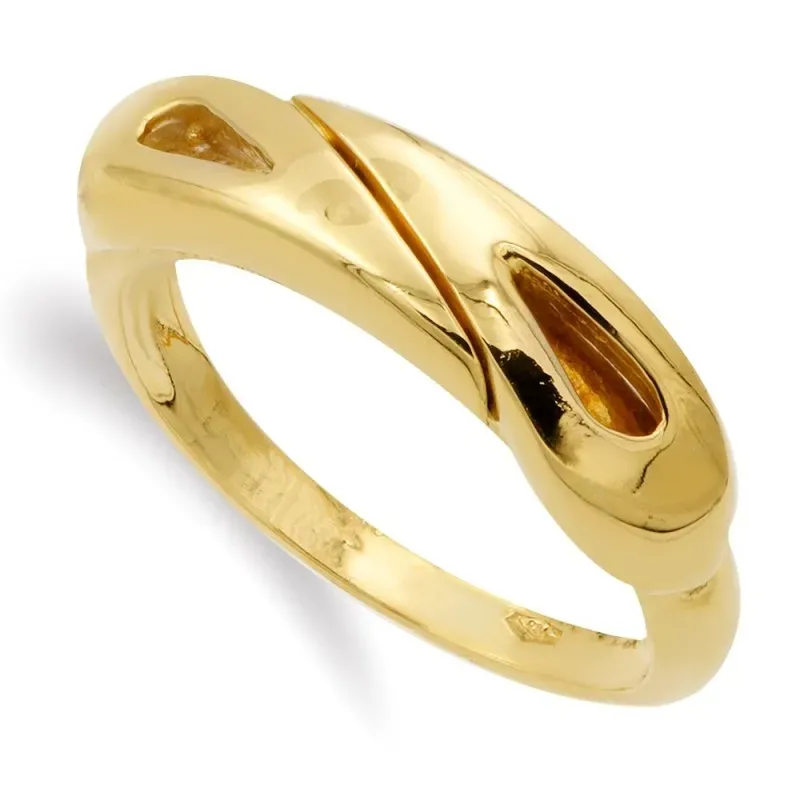 Sortija oro 18k mujer lisa centro detalle forma gotas