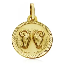 Medalla oro 18k horóscopo Aries 16mm. signo zodiaco [AA7408]