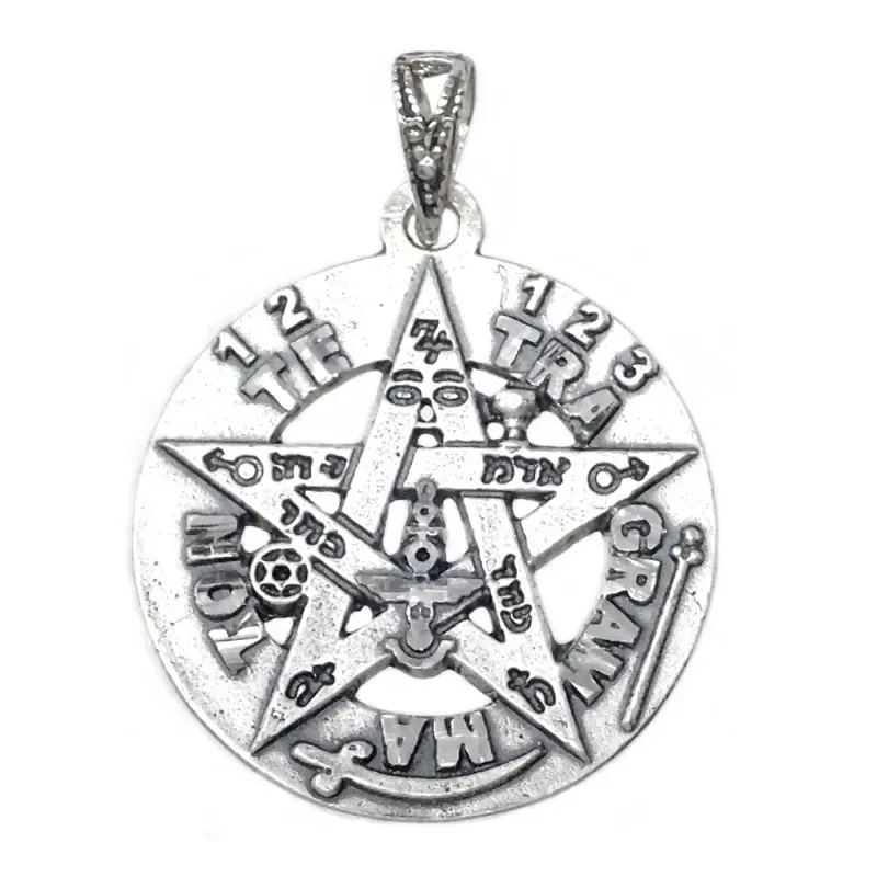Colgante plata ley 925m tetragramatón 26mm. amuleto [AB0497]