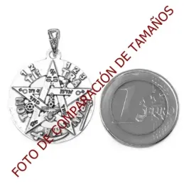 Colgante plata ley 925m tetragramatón 26mm. amuleto [AB0497]