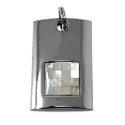 Colgante acero inoxidable liso brillo cuadro nacarado [AB9446]