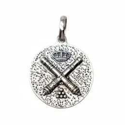 Colagnte plata Ley 925m medalla 20mm. Santa Bárbara cerco tallado reverso cañones cruzados macizo