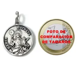 Colagnte plata Ley 925m medalla 20mm. Santa Bárbara cerco tallado reverso cañones cruzados macizo