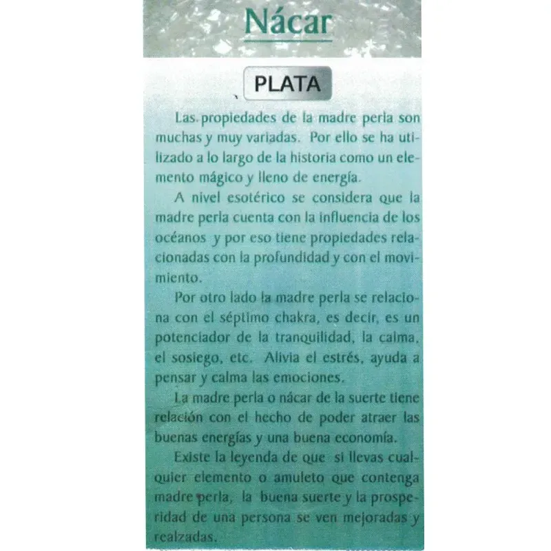 Colgante plata Ley 925m. hoja nácar natural 30mm. cordón 48cm. trenzado amuleto suerte mujer