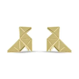 Pajarita Papel Pendientes Plata Ley 925m macizos chapados oro 9 mm. l