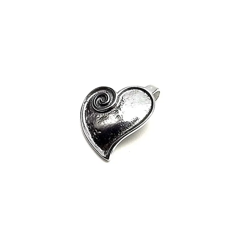 Colgante plata ley 925m 20mm. oxidado corazón liso [AA7707]