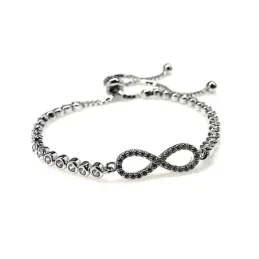 Pulsera plata Ley 925m chatones infinito adaptable [AB1693]