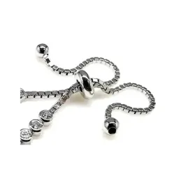 Pulsera plata Ley 925m chatones infinito adaptable [AB1693]