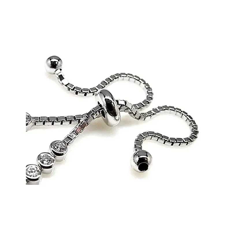Pulsera plata Ley 925m chatones infinito adaptable [AB1693]