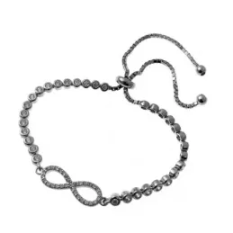 Pulsera plata Ley 925m chatones infinito adaptable [AB1693]