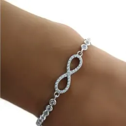 Pulsera plata Ley 925m chatones infinito adaptable [AB1693]