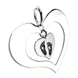 Colgante plata ley 925m corazones movibles motivo pies [AB2679]
