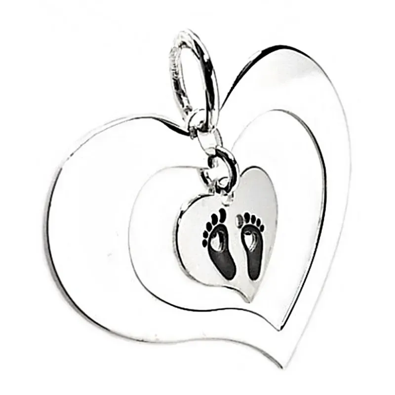Colgante plata ley 925m corazones movibles motivo pies [AB2679]