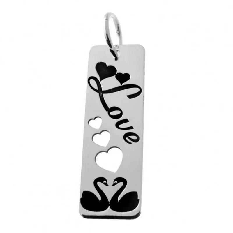 Colgante plata Ley 925m motivo Love corazones cisnes 3,1cm. [AB3541]