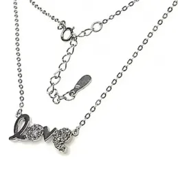 Gargantilla plata Ley 925m rodiada LOVE piedras circonitas [AB4462]