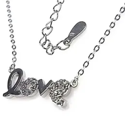 Gargantilla plata Ley 925m rodiada LOVE piedras circonitas [AB4462]