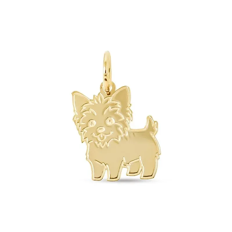 Yorkshire Perro Colgante Plata Ley 925m macizo chapado oro 16 mm.. Gr