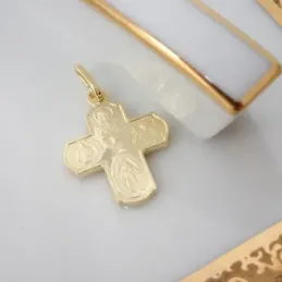 Cruz Cuatro Vías Colgante Plata Ley 925m escapulario chapado oro 22 m
