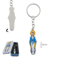 Virgen Milagrosa Llavero metálico 5.5 cm. esmaltado color trasera lis