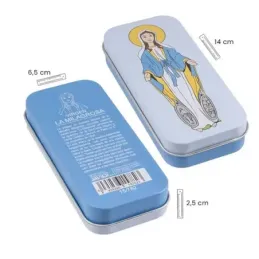 Virgen Milagrosa Llavero metálico 5.5 cm. esmaltado color trasera lis