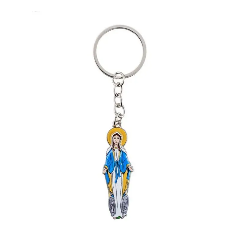 Virgen Milagrosa Llavero metálico 5.5 cm. esmaltado color trasera lis