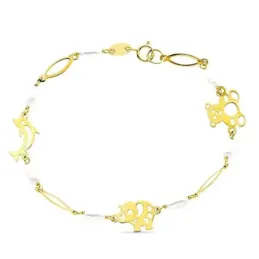 Pulsera para Primera Comunión en Oro 9k de 16 cm. motivo animales de
