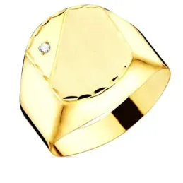Sello en Oro de 9k hueco circonita tamaño cabeza 13 x 11 mm. borde ta